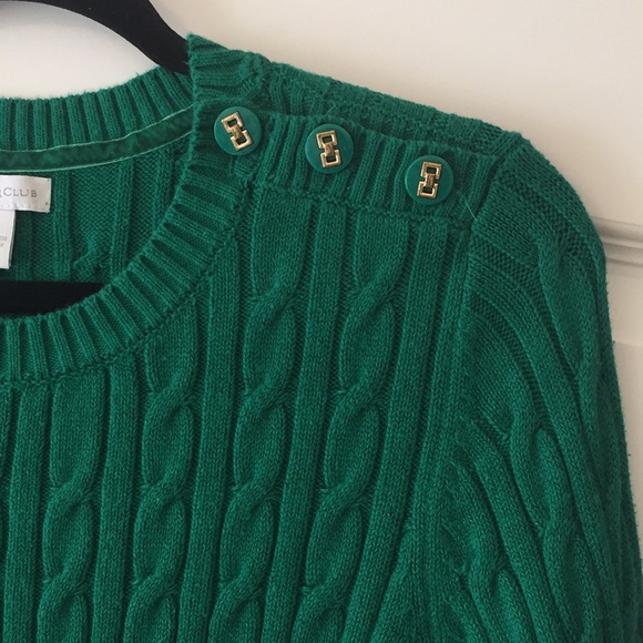 Emerald Green Charter Club Sweater Size M. GUC - Picture 3 of 7